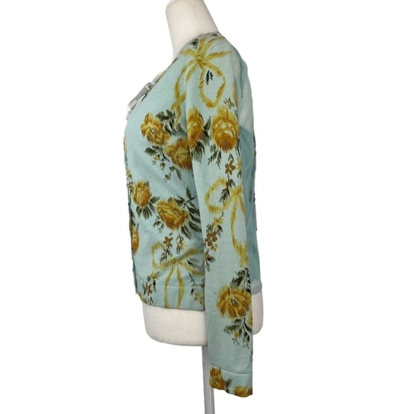 parfait FLORAL PRINT SHEER BACK CARDIGAN WITH W.D.N.Y. SILK SHELL - Picture 6 of 14